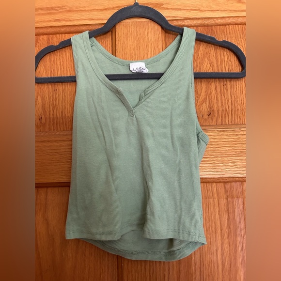 Green Ribbed Tank Top - Picture 1 of 3